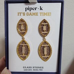 NWT Piper Gold and Brown Football Game Day Earrings